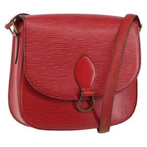 Authentic LOUIS VUITTON Epi Saint Cloud GM Shoulder Bag Red M52197 LV